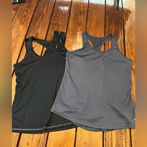 Lot of 2: Danskin & Avia Black Semi-Fitted Athletic Tank Tops